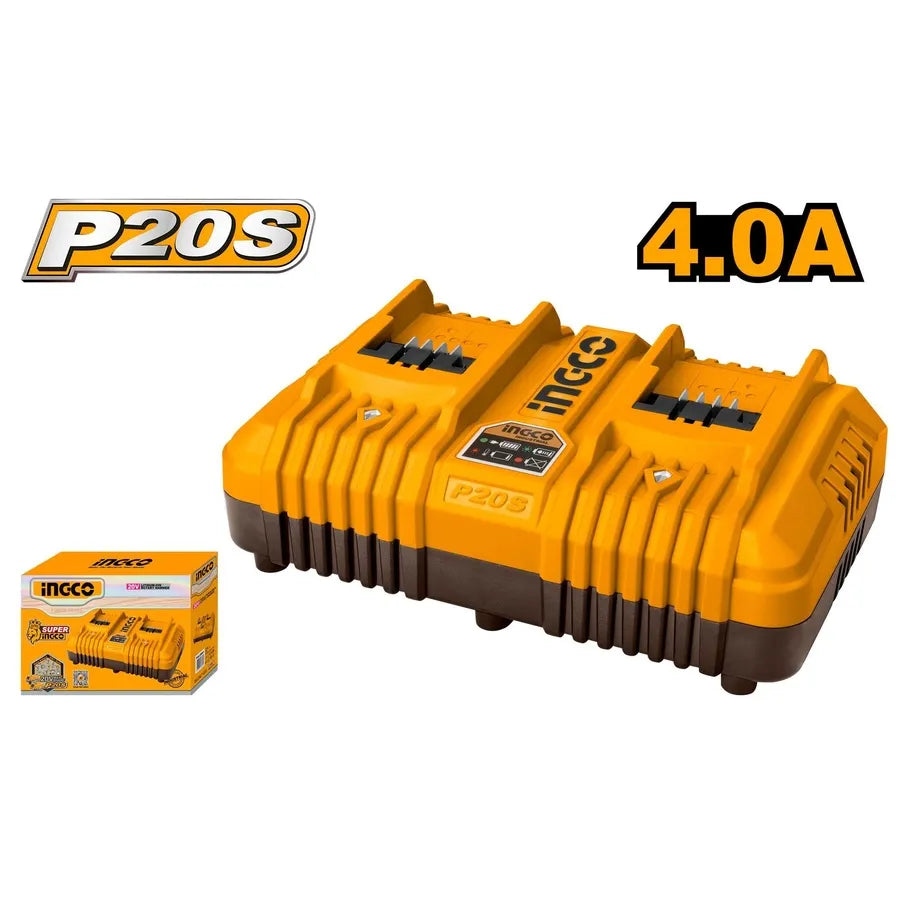 20V Lithium-Ion Dual Battery Charger 4Ah - INGCO